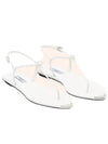 Triangle Logo Brushed Leather Flat Sandals White - PRADA - BALAAN 2