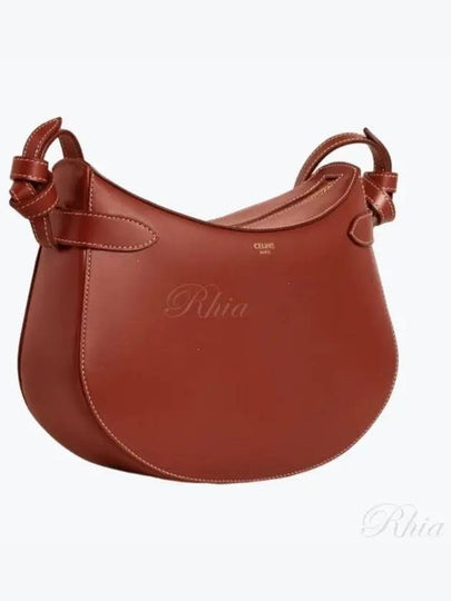 Shiny Calfkin Francais Noeuds Besace Shoulder Bag Brown - CELINE - BALAAN 2