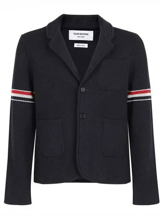 arm banding texture jacquard wool jacket - THOM BROWNE - BALAAN.