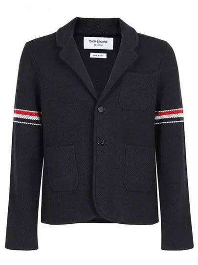 Arm Banding Texture Jacquard Wool Jacket Navy - THOM BROWNE - BALAAN 2