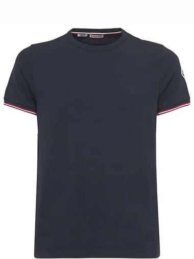 Striped rib cuffs stretch coat jersey short sleeve tshirt - MONCLER - BALAAN 1