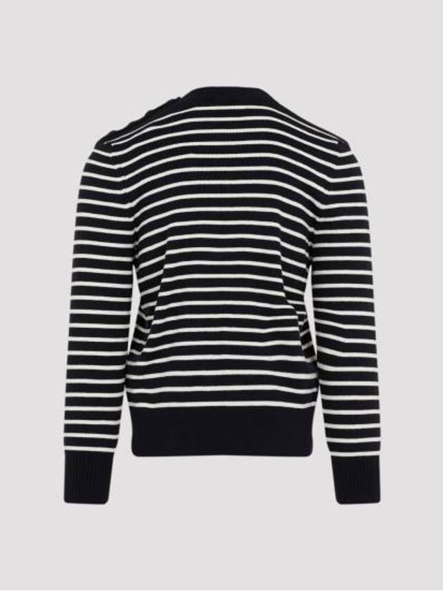 Striped Sailor Crew Neck Knit Top White Navy - AMI - BALAAN 5