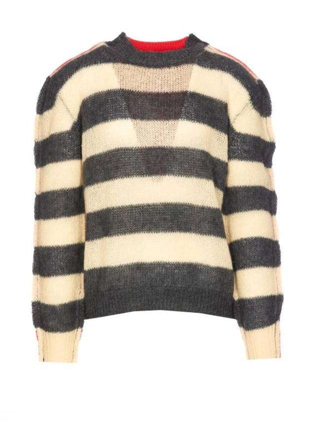 Striped Mohair Wool Blend Knit Top Grey - MARNI - BALAAN 2