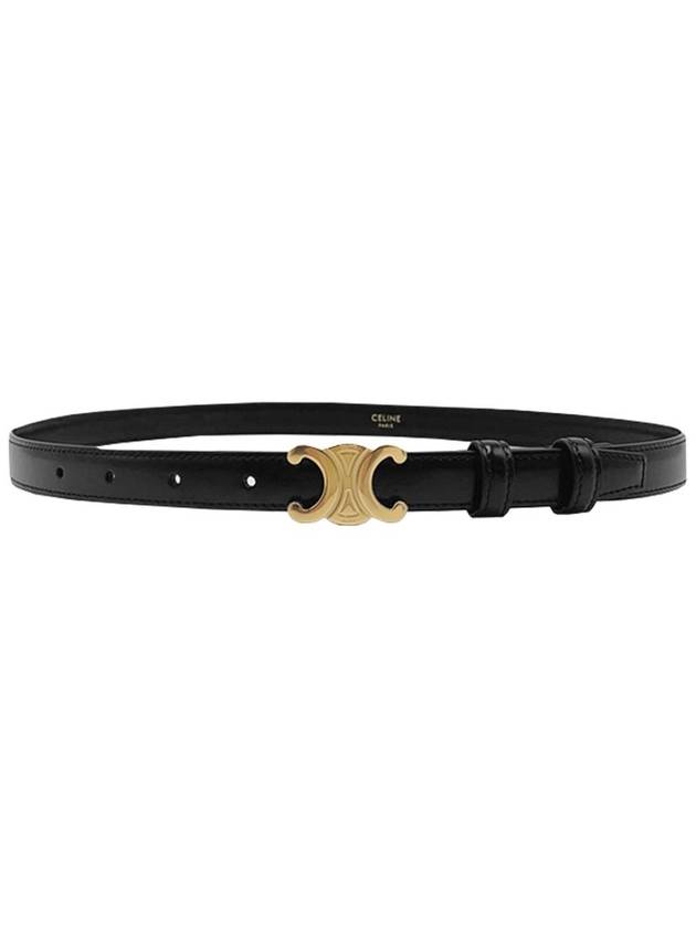 Triomphe Small Taurillon Leather Belt Black - CELINE - BALAAN 2