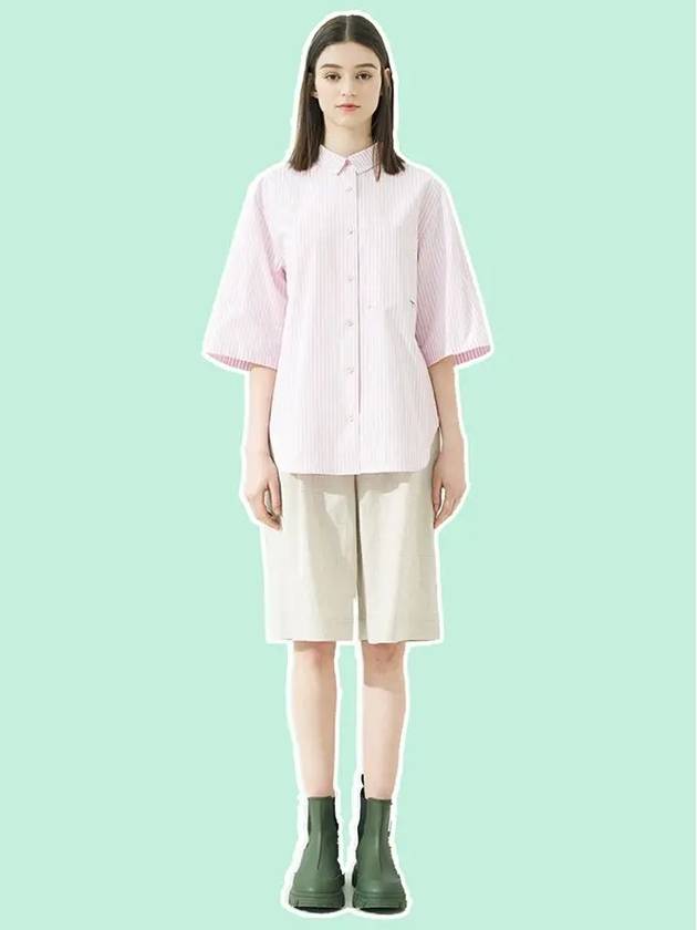 dyed striped short sleeve shirt light pink - VOYONN - BALAAN 2