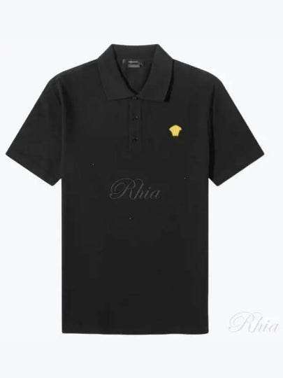 Embroidered Logo Polo Shirt Black - VERSACE - BALAAN 2