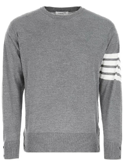 4 Bar Armband Classic Merino Wool Knit Top Light Grey - THOM BROWNE - BALAAN 2