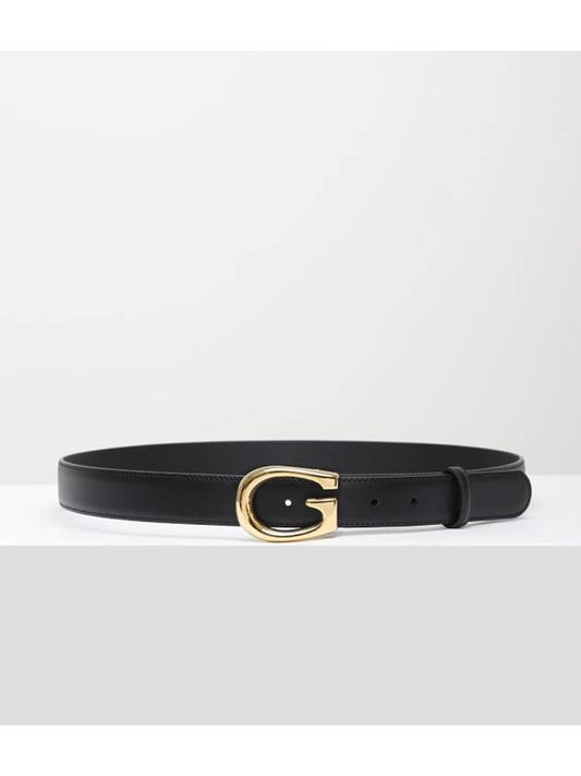G Buckle Thin Leather Belt Black - GUCCI - BALAAN 2