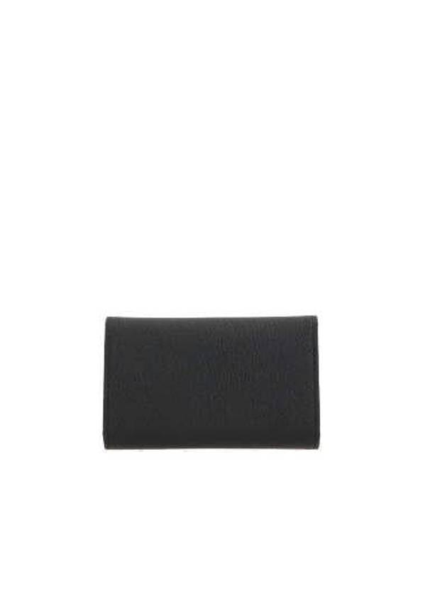 Saffiano Triangle Logo Key Holder Black - PRADA - BALAAN 4