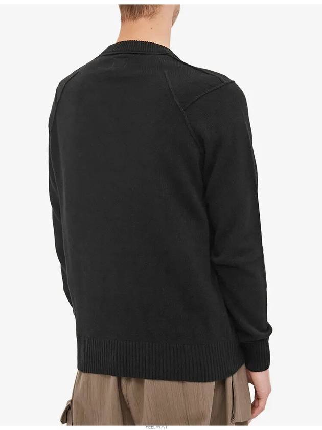 13CMKN087A 005504A 999 Crew Neck Black Wool Knit - CP COMPANY - BALAAN 3