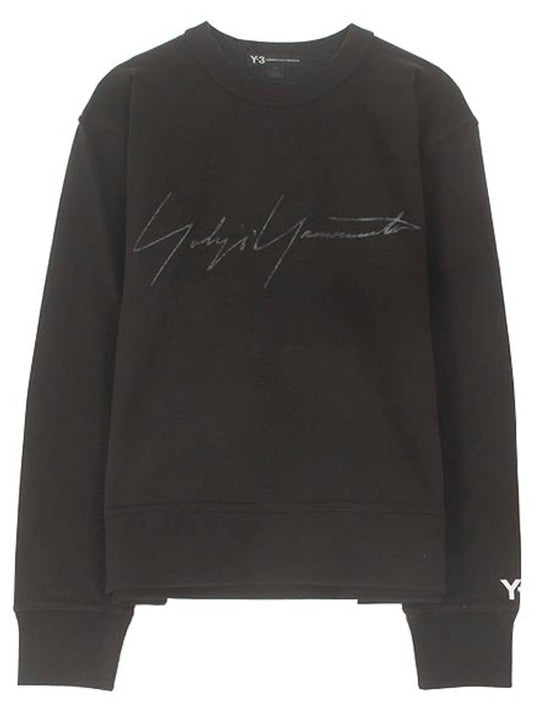 Sign Logo Crew Neck Cotton Sweatshirt Black - Y-3 - BALAAN 2