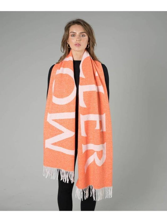 Logo Fringe Wool Muffler Orange - MONCLER - BALAAN 2