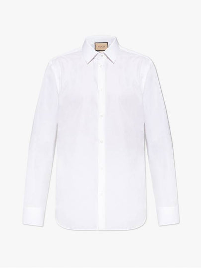 Double G Cotton Silk Long Sleeve Shirt White - GUCCI - BALAAN 2