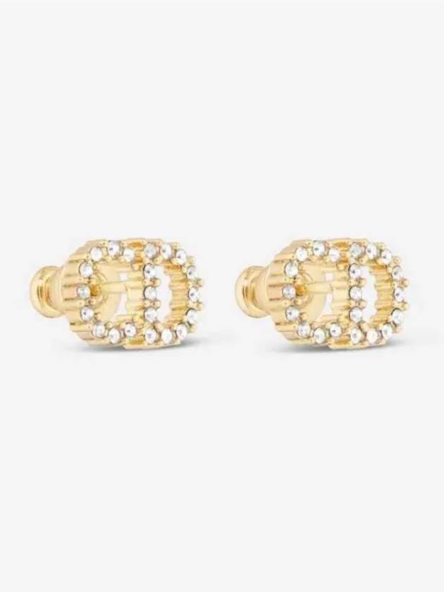 Claire D Lune Finish Metal White Crystal Earrings Gold - DIOR - BALAAN 4