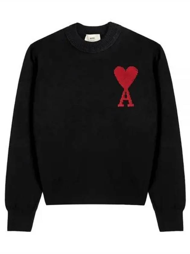 De Coeur Heart Logo Knit Top Black - AMI - BALAAN 2