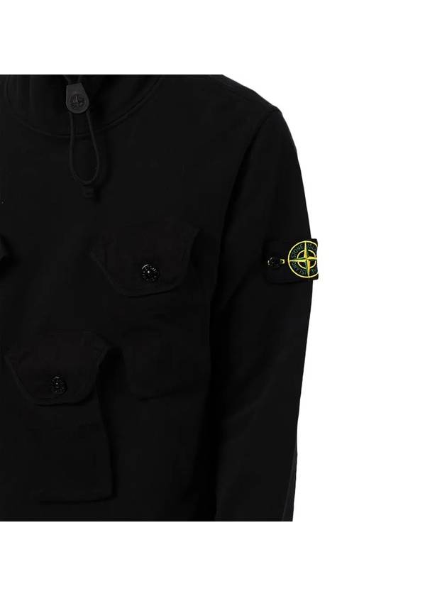 Wappen Patch Multi-Pocket Mock Neck Sweatshirt Black - STONE ISLAND - BALAAN 5