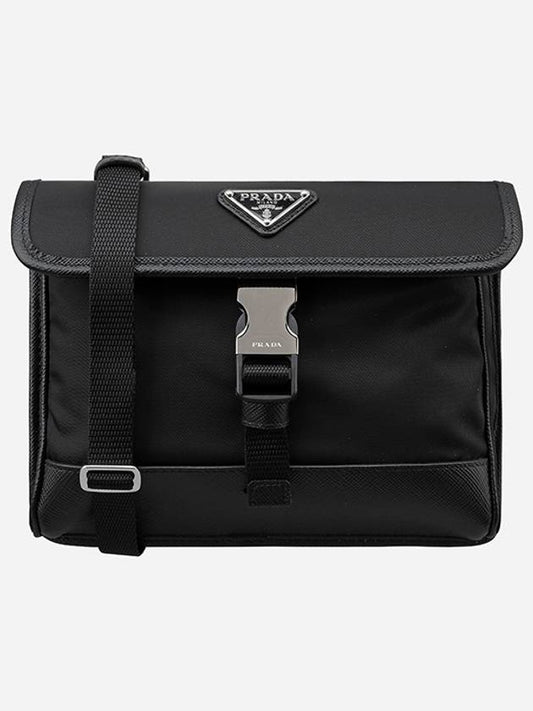 Re-Nylon Saffiano Leather Smartphone Case Cross Bag Black - PRADA - BALAAN 2