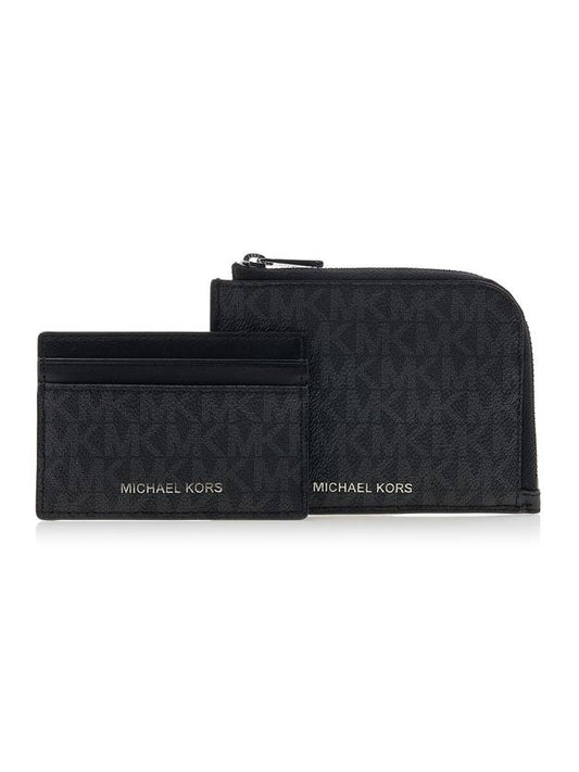 Hudson Logo 2-in-1 Canvas Card Wallet Black - MICHAEL KORS - BALAAN 2