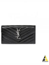 Matelasse Monogram Flap Long Wallet Black - SAINT LAURENT - BALAAN 2