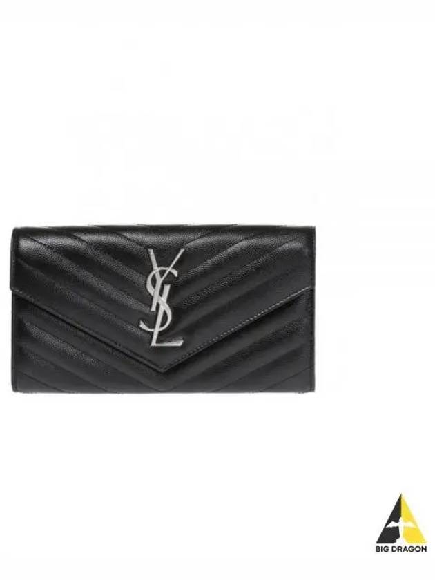 Matelasse Monogram Flap Long Wallet Black - SAINT LAURENT - BALAAN 2