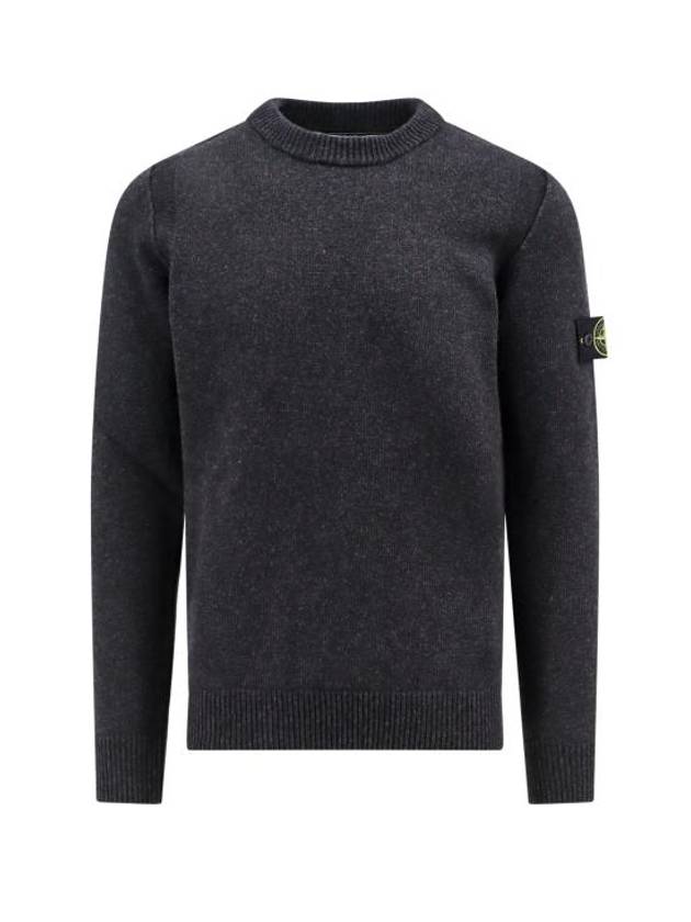 Logo Patch Lambswool Crewneck Knit Top Grey - STONE ISLAND - BALAAN 1