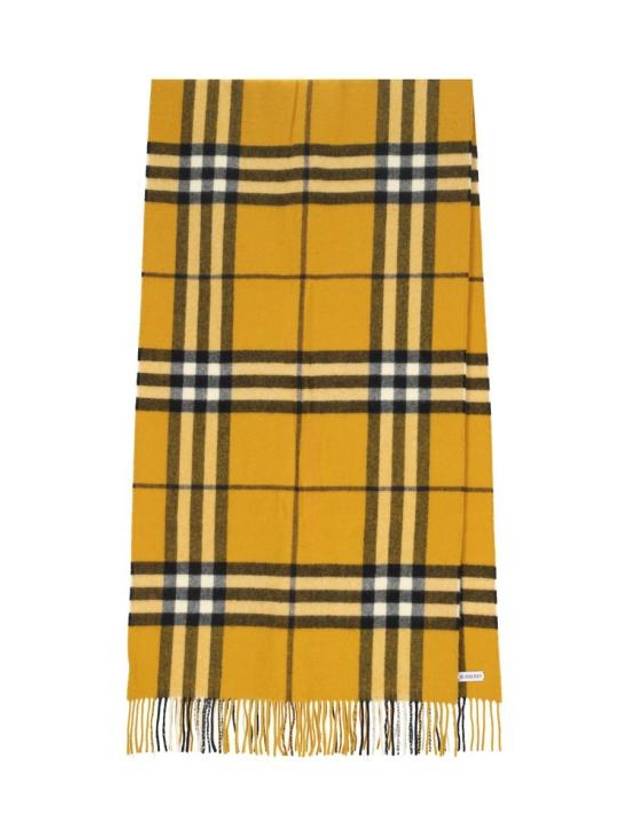 Wide Check Cashmere Scarf Teak - BURBERRY - BALAAN 1