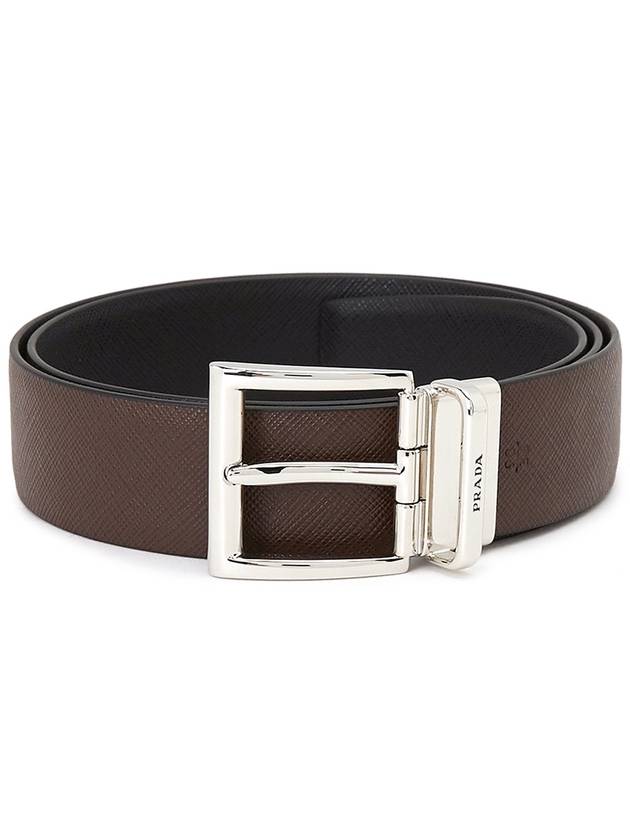 Two-Tone Reversible Saffiano Belt Black Brown - PRADA - BALAAN 3