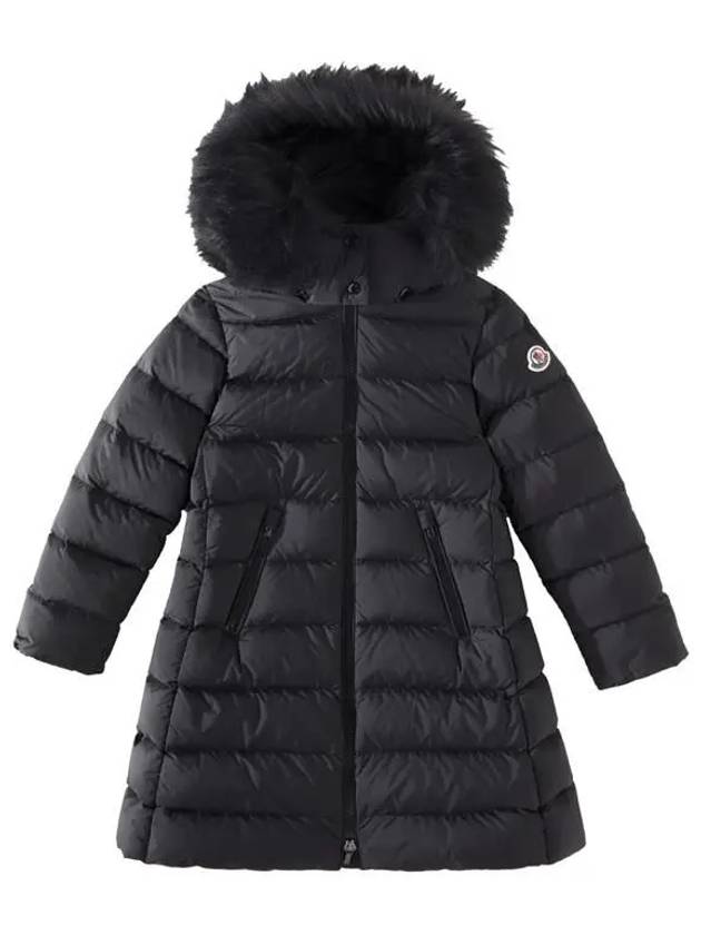 Moncler Kids 8 10 ABELLE Fur Hooded Down Coat Black - MONCLER - BALAAN 1