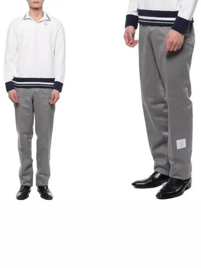 Men's Twill Unconstructed Cotton Straight Pants Grey - THOM BROWNE - BALAAN 2