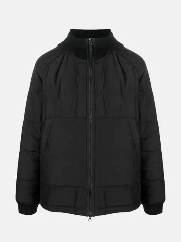 Wappen Patch Quilted Cupro Cotton Zip Up Hoodie Black - STONE ISLAND - BALAAN 2