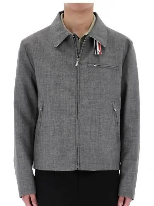 Crispy Wool Golf Zip-Up Jacket Grey - THOM BROWNE - BALAAN 2