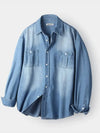 Biowashing two pocket western denim shirt medium blue - INDUST - BALAAN 2