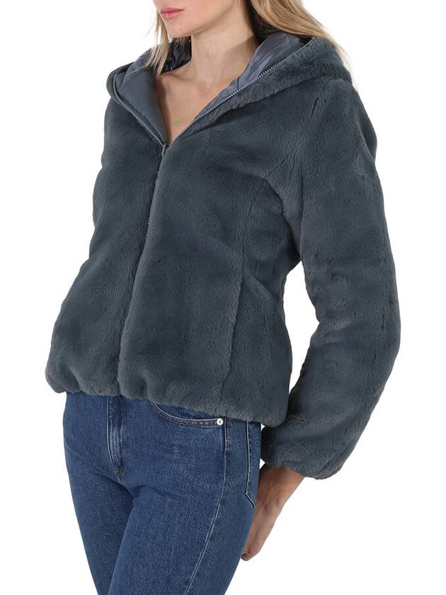 Save The Duck Ash Blue Laila Faux Fur Reversible Hooded Jacket, Brand Size 4 (X-Large) - SAVE THE DUCK - BALAAN 3