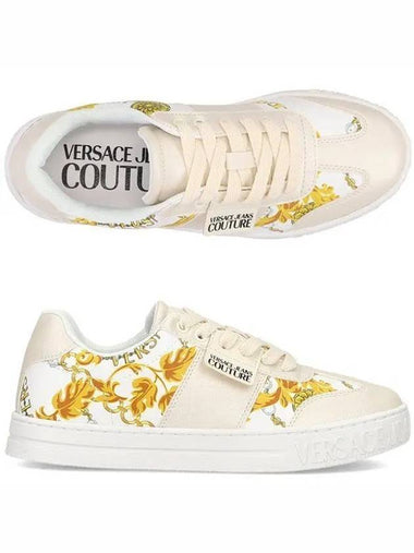 Jean Couture 75VA3SK7 ZS358 G03 Logo Patch Baroque Printing Women's Sneakers _ 988742 - VERSACE - BALAAN 1