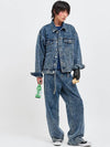 Oversized Denim Trucker Denim Jacket Blue - C WEAR BY THE GENIUS - BALAAN 3