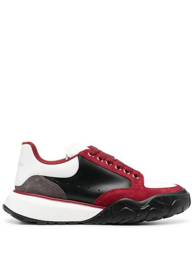 Color Block Leather Low Top Sneakers Red Black - ALEXANDER MCQUEEN - BALAAN 1