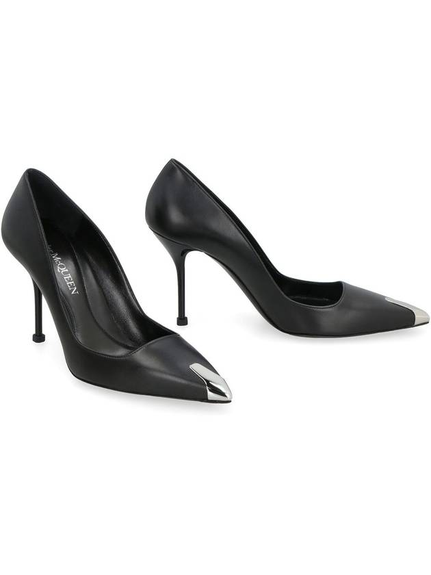 Leather Metal Detail Pumps Black - ALEXANDER MCQUEEN - BALAAN 4