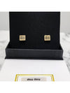 Logo Square Metal Earrings Gold - MIU MIU - BALAAN 4