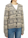 Women's Logo Wool Mix Cardigan Grey - GANNI - BALAAN 4