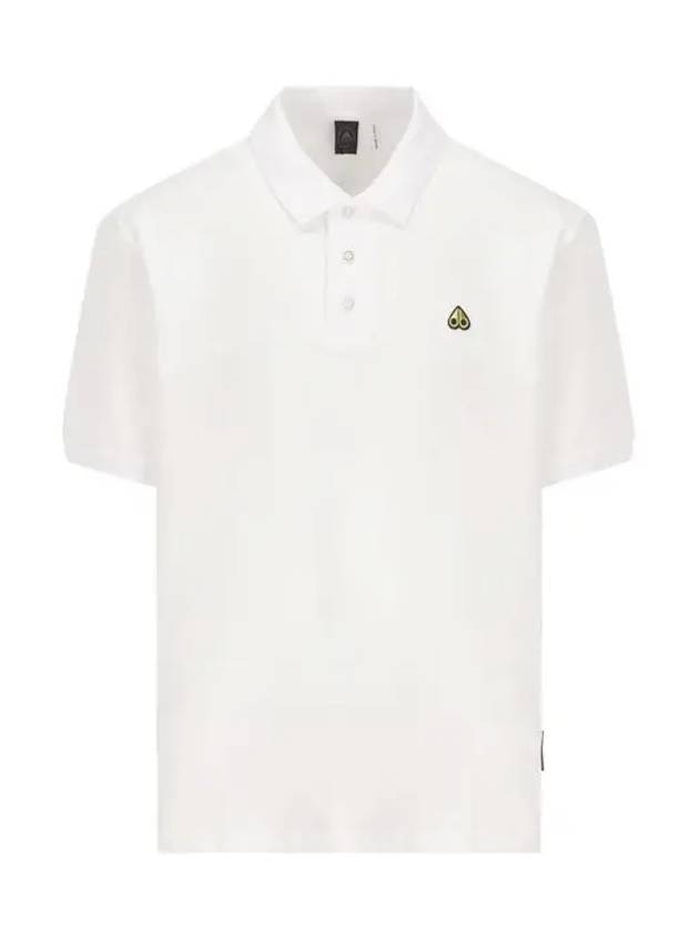 Men's Logo Patch Short Sleeve Polo Shirt White - MOOSE KNUCKLES - BALAAN 3