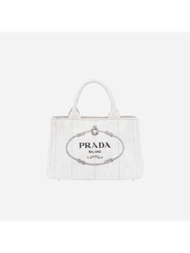 Denim Tote Bag White - PRADA - BALAAN 1