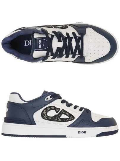 Oblique Detail Leather Low Top Sneakers White Navy - DIOR - BALAAN 2