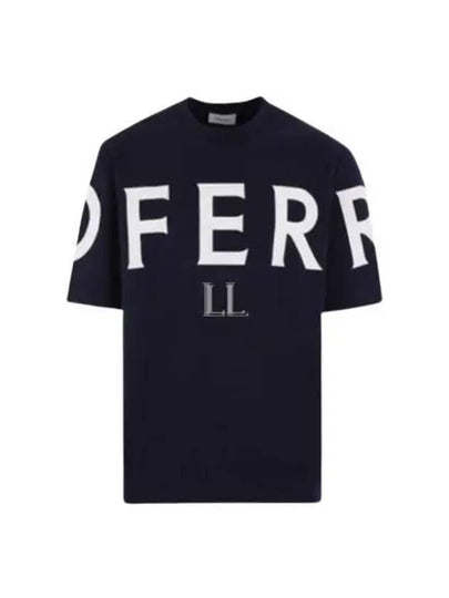 Big Logo Cotton Short Sleeve T-Shirt Navy - SALVATORE FERRAGAMO - BALAAN 2