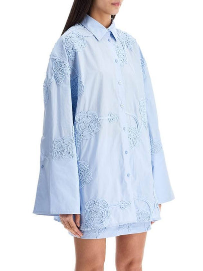 light blue cotton shirt with embossed floral pattern - ROTATE - BALAAN 2