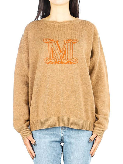 Edo Monogram Cashmere Knit Top Brown - MAX MARA - BALAAN 2