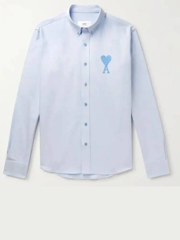 Stitch Army De Coeur Oversized Oxford Long Sleeve Shirt Sky Blue - AMI - BALAAN 2