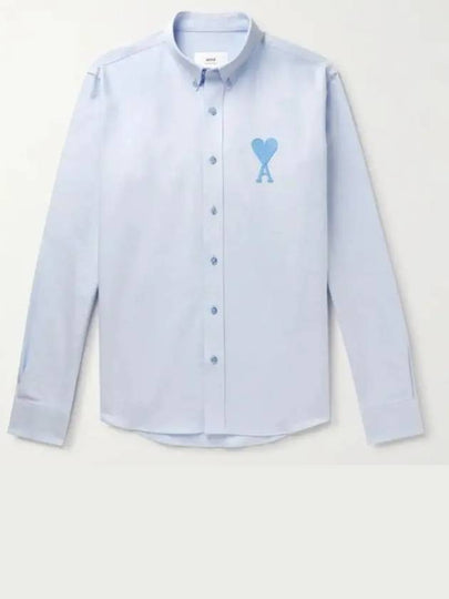 Men s Heart Big Logo Long Sleeve Shirt Blue - AMI - BALAAN 2