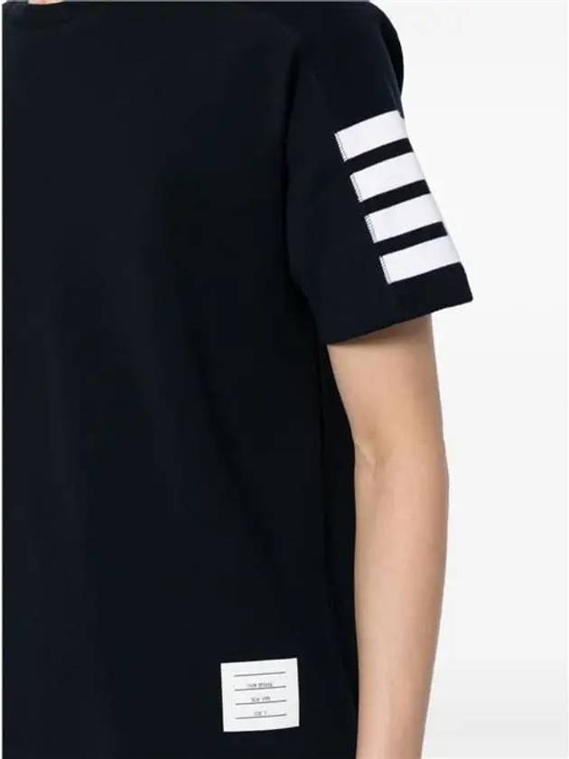 4-Bar Striped Cotton Short Sleeve T-Shirt Navy - THOM BROWNE - BALAAN 6