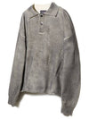 Runway Spray Damaged Polo Knit Top Grey - ULKIN - BALAAN 4