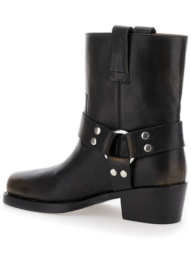 'Roxy' Black Western Style Ankle Boots With Brown Nuances In Leather Woman - PARIS TEXAS - BALAAN 3